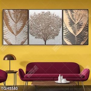 Tranh ghép 3 tấm gân lá gold