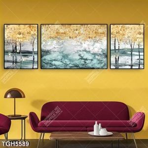 Tranh ghép 3 tấm sơn dầu rừng cây