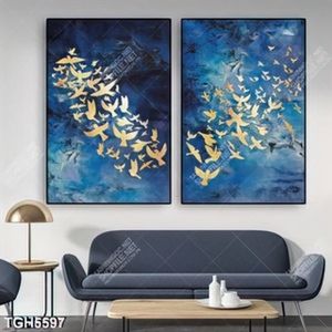 Tranh ghép 2 tấm đàn chim gold