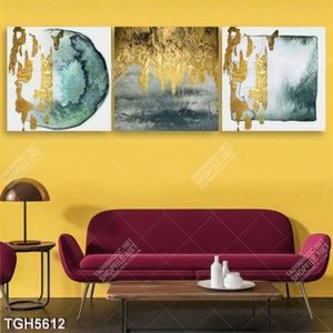 Tranh ghép 3 tấm trừu tượng in canvas