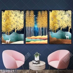 Tranh ghép 3 tấm cây gold