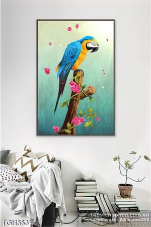 Tranh ghép chú chim vẹt xanh