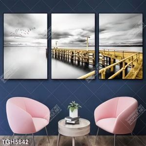 Tranh ghép 3 tấm cây cầu gold