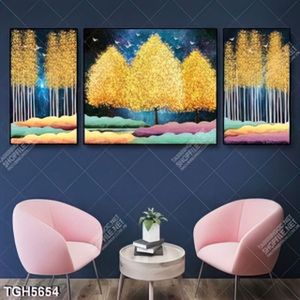 Tranh ghép 3 tấm cây gold