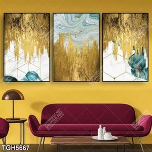 Tranh ghép 3 tấm họa tiết gold
