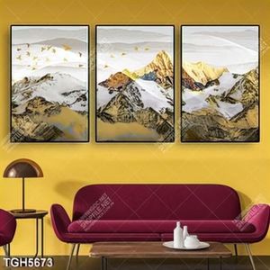 Tranh ghép 3 tấm núi gold
