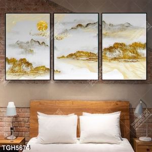 Tranh ghép 3 tấm dòng sông và núi