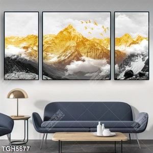 Tranh ghép 3 tấm núi gold