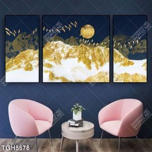 Tranh ghép 3 tấm chim và ánh trăng