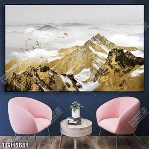 Tranh núi gold và đàn chim