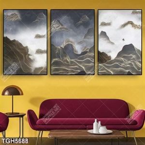 Tranh ghép 3 tấm núi và mây