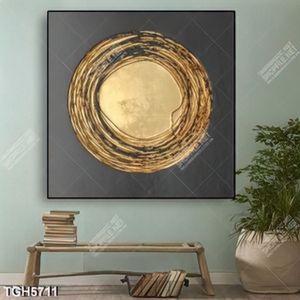 Tranh trừu tượng mặt trời gold
