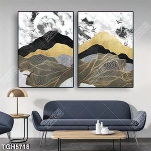 Tranh ghép 2 tấm núi gold