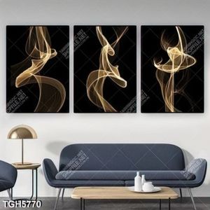 Tranh ghép 3 tấm khói gold