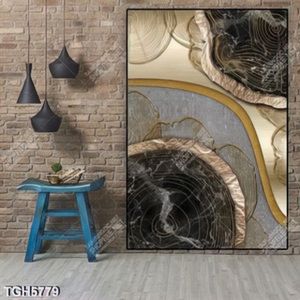 Tranh khổ dọc vân gỗ gold