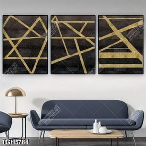 Tranh ghép 3 tấm họa tiết trang trí gold