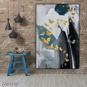 Tranh sơn dầu bướm gold