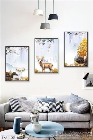 Tranh ghép con nai con và khu rừng nghệ thuật