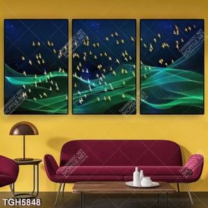 Tranh ghép 3 tấm đàn chim và sóng