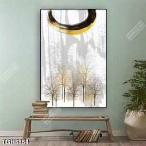 Tranh khổ dọc rừng cây chất liệu vàng