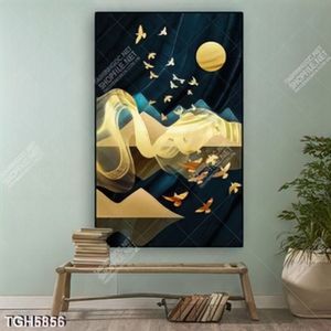 Tranh ghép đàn cá gold và núi