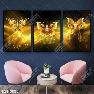 Tranh ghép 3 tấm bướm gold