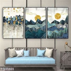 Tranh ghép 3 tấm núi và mặt trăng