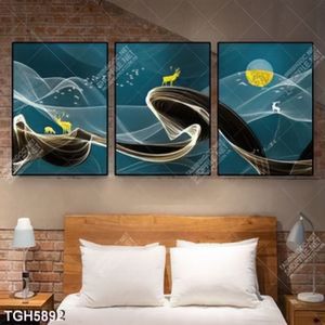 Tranh ghép 3 tấm hươu và chim