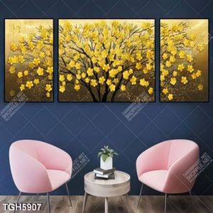 Tranh ghép 3 tấm cây mai vàng