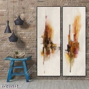 Tranh ghép 2 tâm sơn dầu trừu tượng