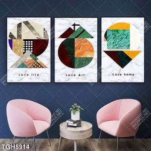 Tranh ghép 3 tấm hình học nghệ thuật