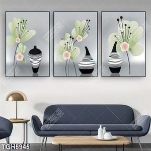 Tranh ghép 3 tấm bình hoa