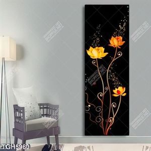 Tranh ghép khổ dọc hoa sen vàng
