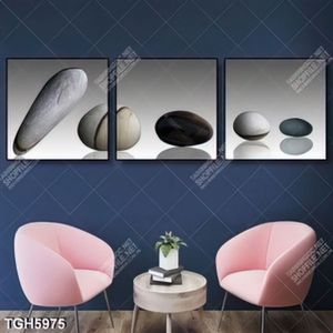 Tranh ghép 3 tấm sỏi nghệ thuật khổ ngang