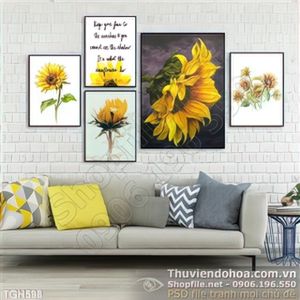 Tranh ghép bộ hoa hướng dương wall
