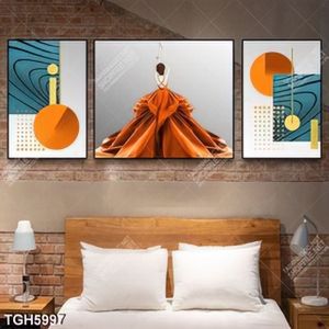 Tranh ghép 3 tấm in kính cô gái khiêu vũ