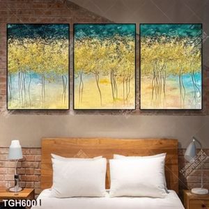 Tranh ghép 3 tấm sơn dầu cây nghệ thuật