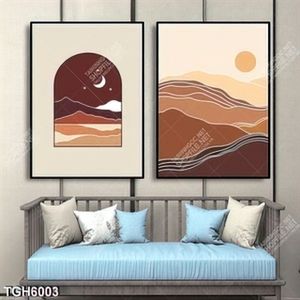 Tranh ghép 2 tấm núi va mặt trời