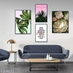 Tranh ghép 4 tấm hoa và lá