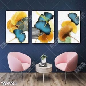 Tranh ghép 3 tấm in kính lá nghệ thuật