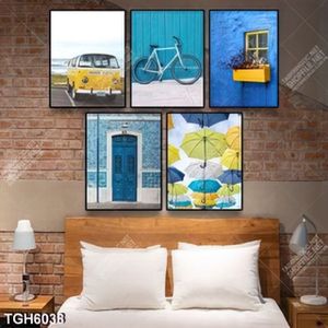 Tranh ghép 5 tấm decor phòng khách đẹp