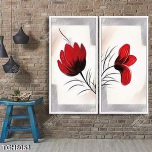 Tranh ghép 2 tấm hoa đỏ