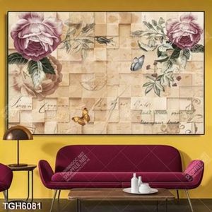 Tranh ghép hoa nền đá 3D