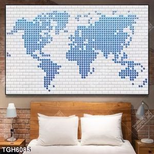 Tranh ghép bản đồ thế giới in kính đẹp