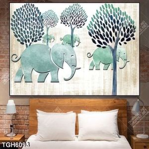 Tranh ghép voi nghệ thuật dán tường đẹp