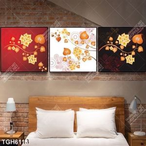 Tranh ghép 3 tấm hoạ tiết hoa