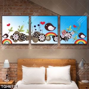 Tranh ghép 3 tấm trăng trí phòng bé