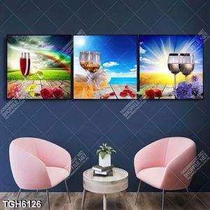 Tranh ghép 3 tấm ly rượu