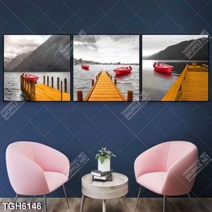 Tranh ghép 3 tấm cây cầu gỗ