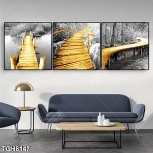 Tranh ghép 3 tấm nghệ thuật cây cầu gold